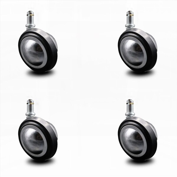 3 Inch Bright Chrome Soft Tread Ball Caster - 7/16 Inch Grip Ring Stem, 5PK